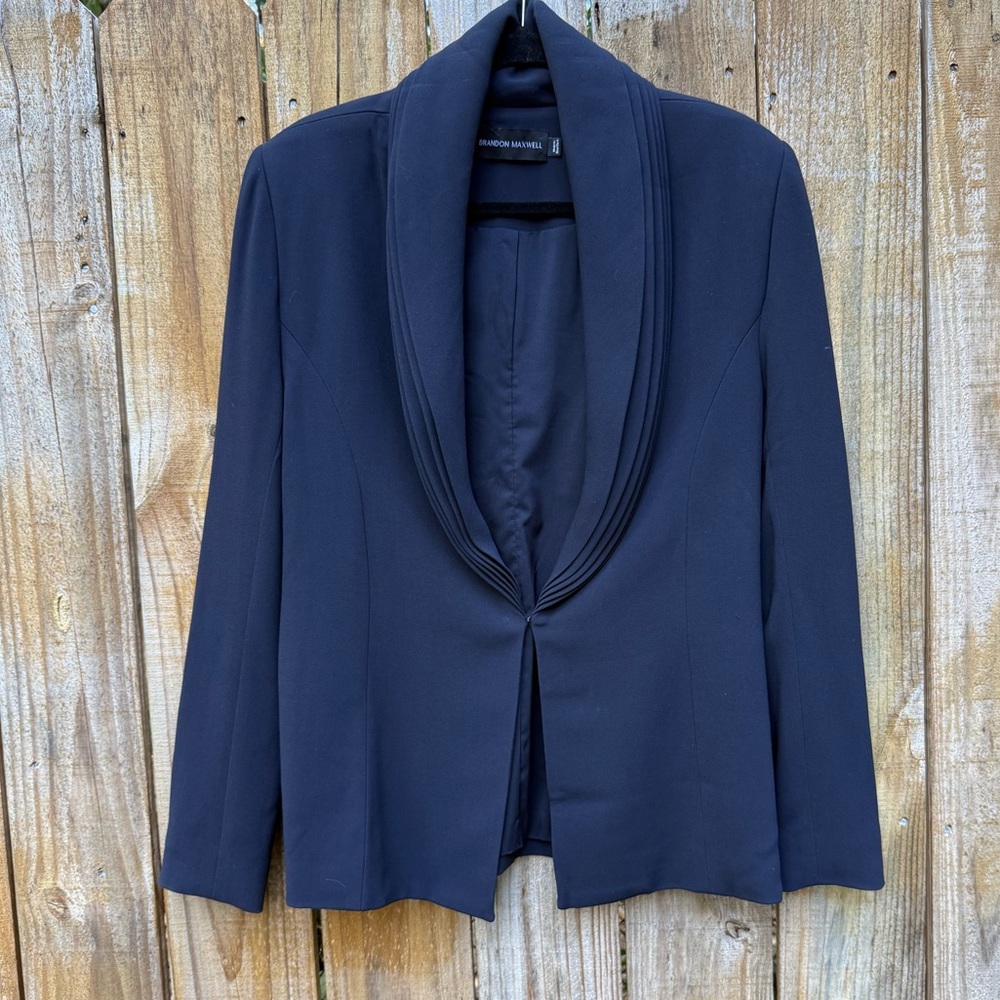 Brandon Maxwell deep navy blazer tuxedo jacket size 10